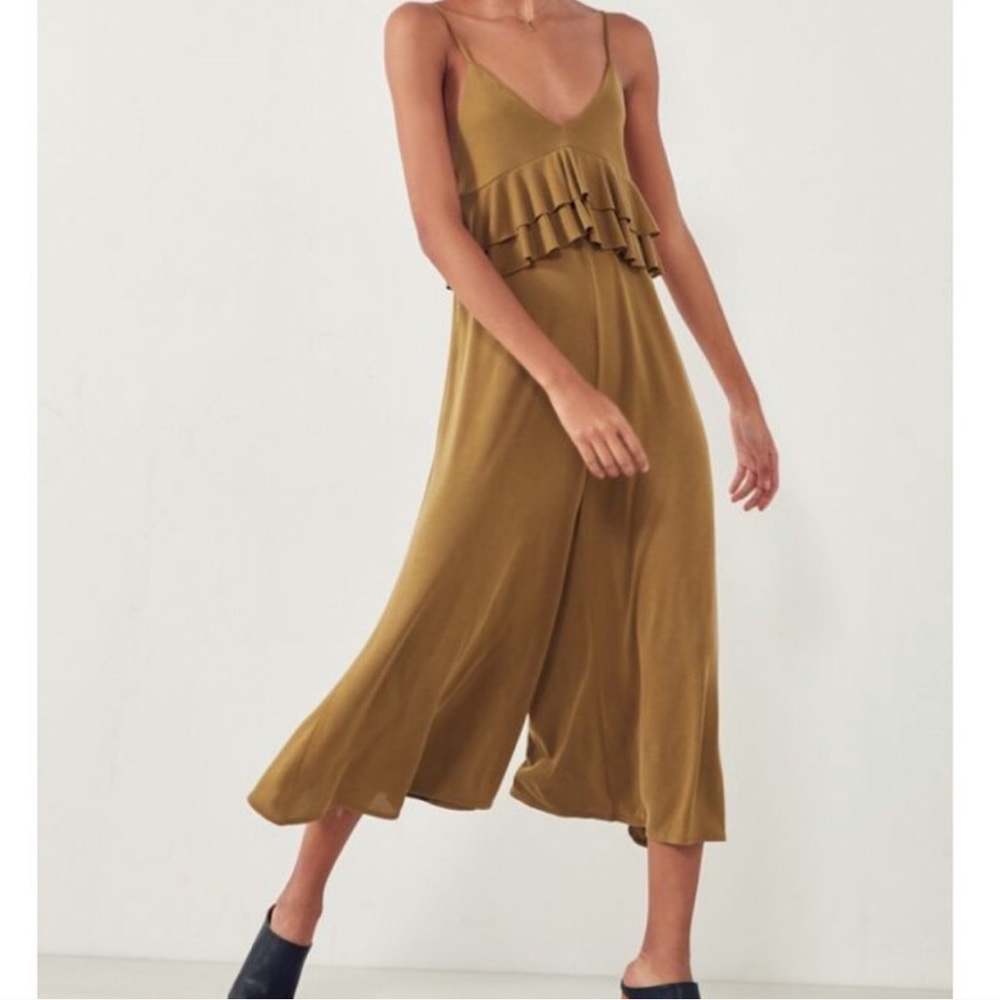 Silence + Noise Callista Cupro Ruffle Jumpsuit S